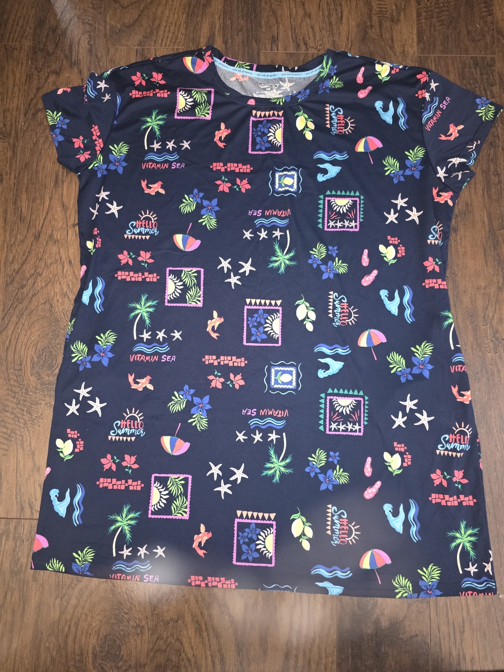 Navy Tropical Print Sleep Shirt - Picture 2 of 6